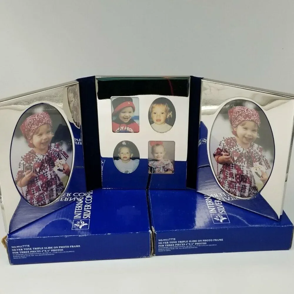 International Silver Company Silver Plate Tri Fold Photo Frame New
